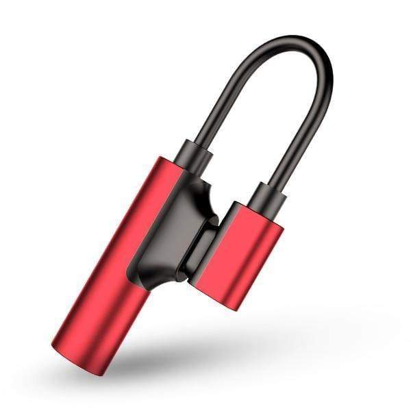 Planet Gates Red 2in1 Lighting 3.5mm Earphone Connector For iphone X 8 7 Plus Audio Charge Adapter AUX Splitter Cable Adapters For iphone