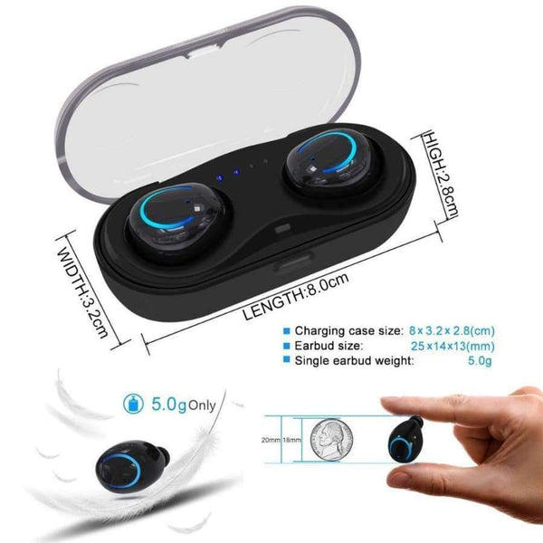 Planet Gates Red 2pc Wireless Earbuds Stereo Bluetooth Earphones Wireless Bluetooth Headphone Earphone with Built-in HD Mic and Charging Case