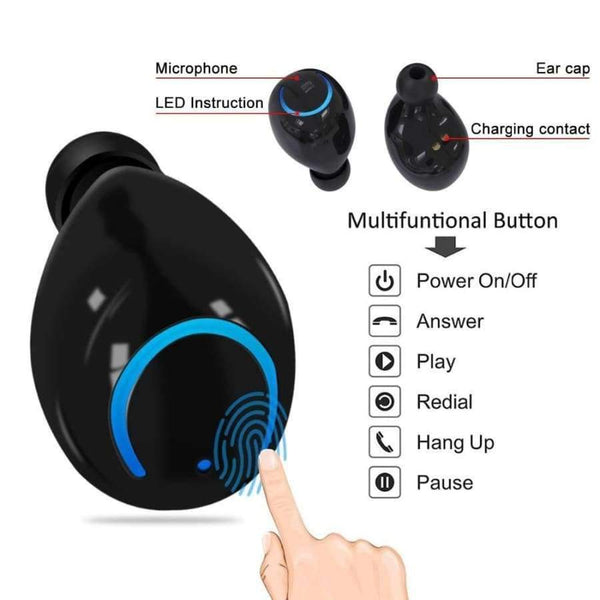 Planet Gates Red 2pc Wireless Earbuds Stereo Bluetooth Earphones Wireless Bluetooth Headphone Earphone with Built-in HD Mic and Charging Case