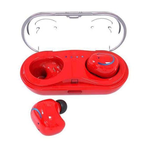 Planet Gates Red 2pc Wireless Earbuds Stereo Bluetooth Earphones Wireless Bluetooth Headphone Earphone with Built-in HD Mic and Charging Case