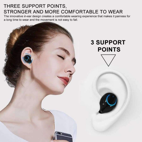 Planet Gates Red 2pc Wireless Earbuds Stereo Bluetooth Earphones Wireless Bluetooth Headphone Earphone with Built-in HD Mic and Charging Case