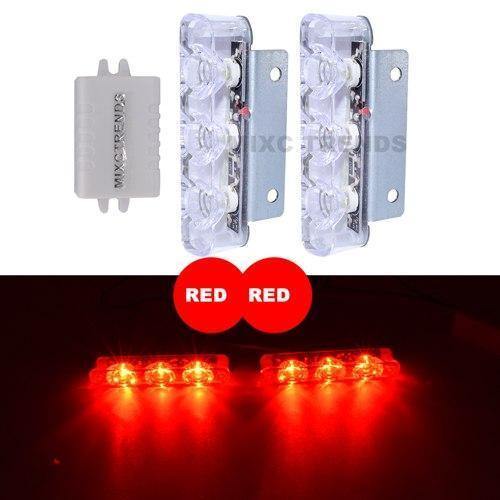 Planet Gates Red 2Pcs 3 LED Strobe Light 6W Police Flashing Warning Led Brake Light Lamp DC 12V Car Truck Motorcycle Rear Brake Stop Led Lights