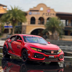 Planet Gates Red 3 1:32 HONDA CIVIC TYPE R Alloy Sports Car Model Diecasts & Toy Vehicles Metal Car Model Sound Light Collection Childrens Toy Gift