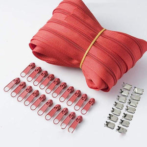 Planet Gates red / 3# / 10M20PCSilder10Stopp Meetee 10/20M Nylon 3# Coil Zipper With Slider & Stopper For Quilt Bags Tent Invisible Clothing Zip Sewing Crafts Accessories