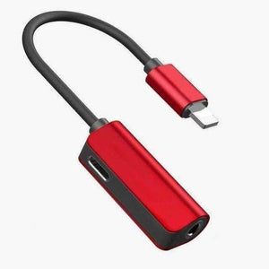 Planet Gates Red 3 in 1 For Lightning Adapter to 3.5mm Headphone Jack For iPhone 7 8 Charging Audio Adapter For iPhone X Charger Splitter