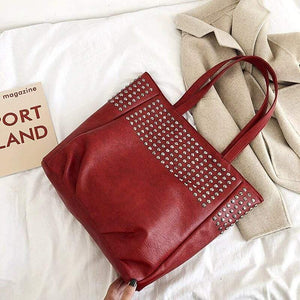 Fashion Rivet Shoulder Bags For Women Leather Luxury Handbags Women Bags Designer Ladies