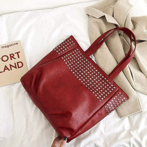 Fashion Rivet Shoulder Bags For Women Leather Luxury Handbags Women Bags Designer Ladies