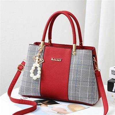 Planet Gates Red / (30cm<Max Length<50cm) PU Leather Large Capacity Woman Handbag Grid Shoulder Bag Fashion Casual Luxury Designer Crossbody Women Handbags