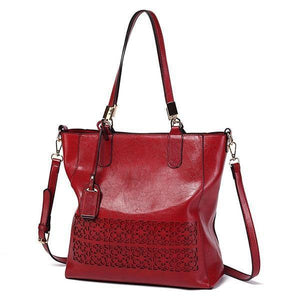 Planet Gates red / (30cm<Max Length<50cm) Women's Shoulder Bag Female PU Leather Handbag Women Bags Designer High Quality Hollow Out Large Capacity Tote Bag