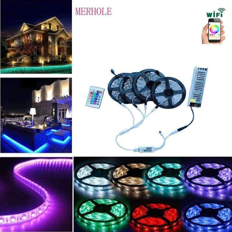 Planet Gates Red / 3528 60LEDS / Not waterproof SMD5050 5m 10m 15m 20m 30/60Leds/m led Tape Waterproof diode ribbon 24k Wifi Controller DC 12V adapter set RGB LED Strip Light