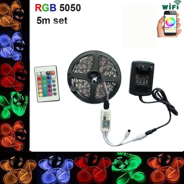 Planet Gates Red / 3528 60LED / Není vodotěsné SMD5050 5m 10m 15m 20m 30/60LED/m LED páska Voděodolná diodová stuha 24k Wifi ovladač DC 12V adaptér sada RGB LED páska