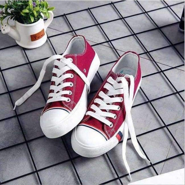 Planet Gates Red / 36 2018 Women's Vulcanized Shoes Female Low Canvas Shoes Women Fashion Breathable White Cloth Casual Solid Woman Footwear Casual