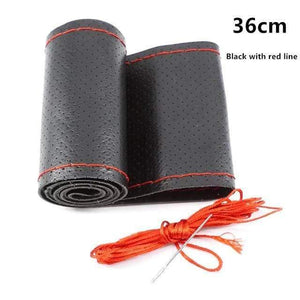 Planet Gates red 36 Genuine Leather Car Steering Wheel Cover Soft Anti slip 100% Cowhide Braid With Needles Thread 36 38 40 cm Size