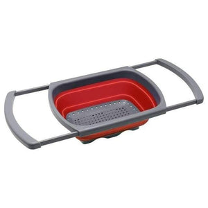 Planet Gates red 3in1 Sink Folding Chopping Cutting Board Dish Tub Fruit Vegetable Washing Drain Storage Basket Collapsible Colander Kitchen Tool