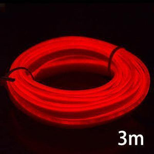 Planet Gates Red-3m 3m/5m Car LED Strips Decoration Strip 12V Flexible Neon EL Wire Rope Indoor Universal Interior LED Car Light Strip for Car Auto