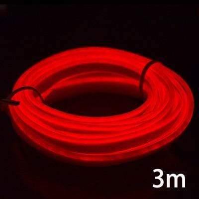 Planet Gates Red-3m EL Wire 12V Car Flexible Neon DIY Decoration Auto LED Light RGB Lights Strip Cool For Car Central Control Door Outdoor Party
