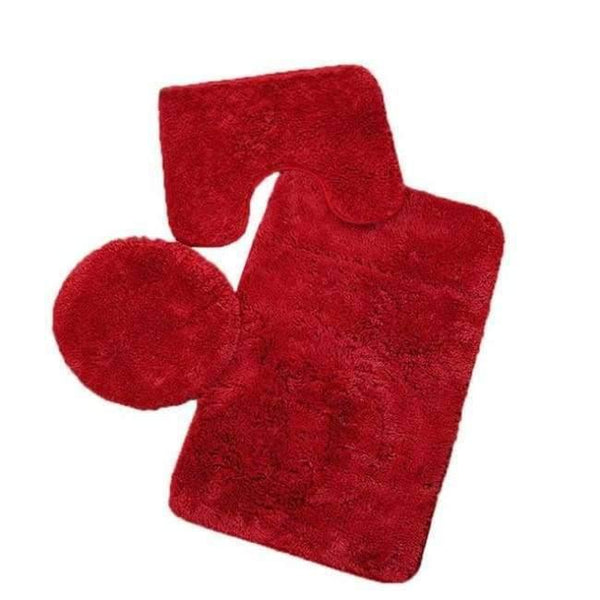 Planet Gates Red 3pc Bathroom Set Rug Contour Mat Toilet Lid Cover Plain Solid Color Bathmats Bathroom Set Bathroom Products dropshipping 18jun21