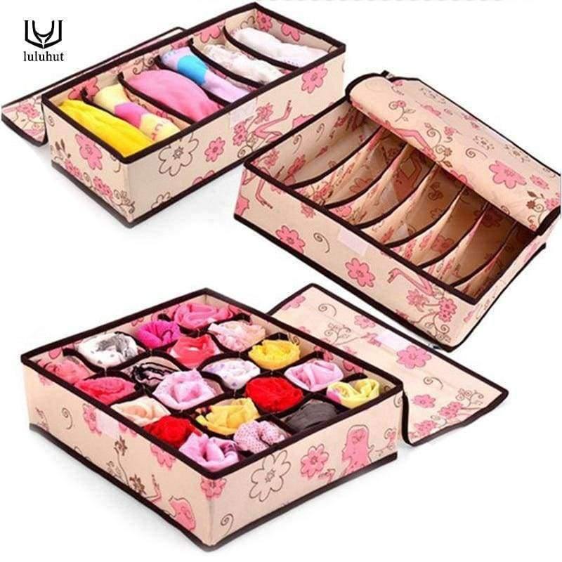 Planet Gates red 3pcs set Home storage organization colorful storage box for bra socks underwear storage various grid organizers with magic tape