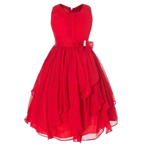 Planet Gates Red / 3T Summer Girls Princess Dress Sleeveless Bowknot Mesh Girls Party Dress 3-14 Years Kids Teenage Girls Clothing