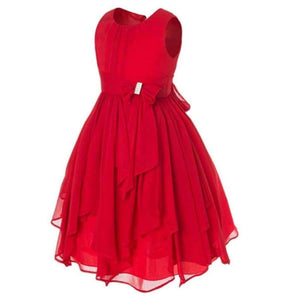 Planet Gates Red / 3T Summer Girls Princess Dress Sleeveless Bowknot Mesh Girls Party Dress 3-14 Years Kids Teenage Girls Clothing