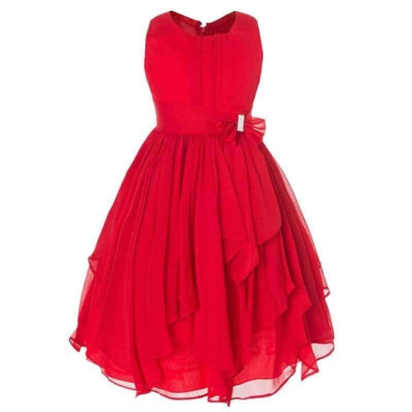 Planet Gates Red / 3T Summer Girls Princess Dress Sleeveless Bowknot Mesh Girls Party Dress 3-14 Years Kids Teenage Girls Clothing
