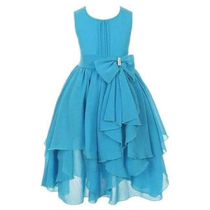 Planet Gates Red / 3T Summer Girls Princess Dress Sleeveless Bowknot Mesh Girls Party Dress 3-14 Years Kids Teenage Girls Clothing