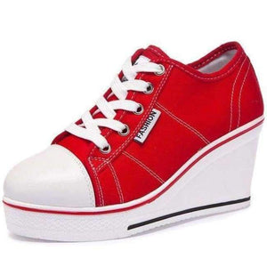 Planet Gates red / 4 2018 new Women Vulcanize Shoes Platform Breathable Canvas Shoes Woman Wedge Sneakers Casual Fashion Candy Color Students