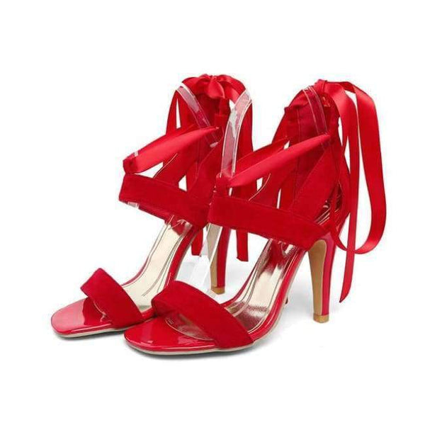 Planet Gates Red / 4 Meotina Women Shoes Sandals 2018 Summer Cross Tied High Heel Sandals Gladiator Women Sexy Party Heels Blue Red Large Size 44 45
