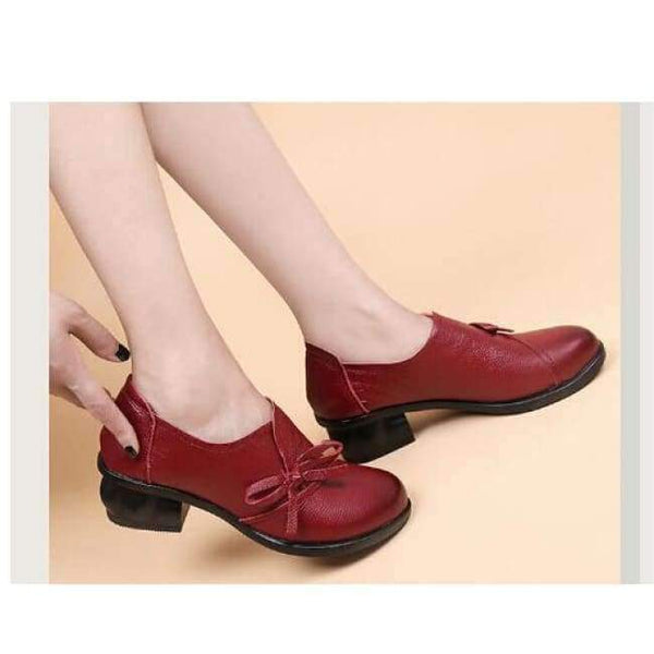 Planet Gates Red / 4 RUSHIMAN Spring Autumn Fashion Loafers 100% Genuine Leather Single Shoes Soft Casual Flat Shoes Women Flats mother shoes 35-40 #