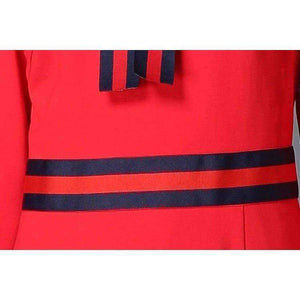Planet Gates Red / 4XL AOFULI Runway Style Brand Pencil Dress Red Fashion Stripe Bow Tie Slim Dress Big Size Women Clothing S- XXXL 4XL 5XL B5990