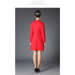 Planet Gates Red / 4XL AOFULI Runway Style Brand Pencil Dress Red Fashion Stripe Bow Tie Slim Dress Big Size Women Clothing S- XXXL 4XL 5XL B5990