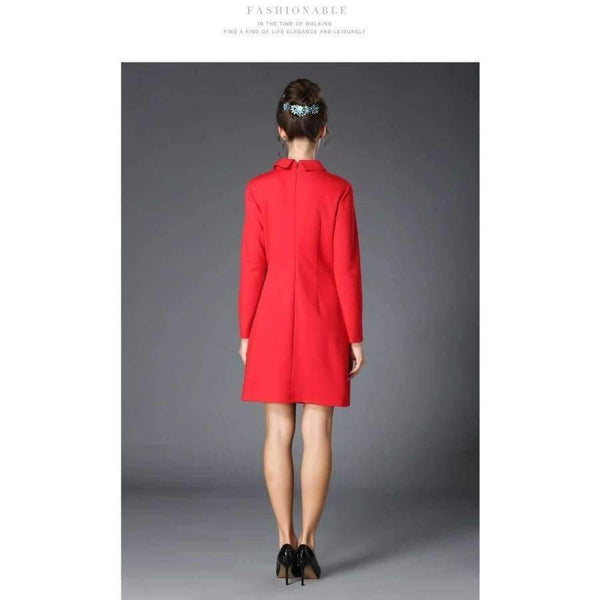 Planet Gates Red / 4XL AOFULI Runway Style Brand Pencil Dress Red Fashion Stripe Bow Tie Slim Dress Big Size Women Clothing S- XXXL 4XL 5XL B5990