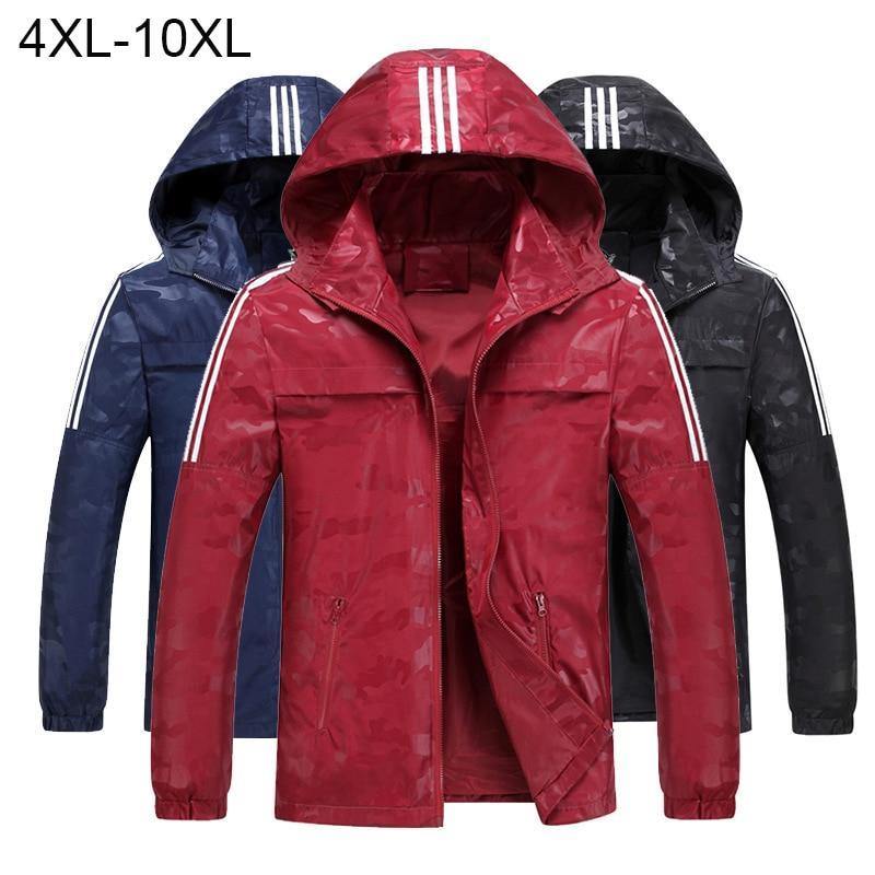 Planet Gates Red / 4XL Mens Loose Hooded Jackets Windbreaker Waterproof Jackets Men coat Spring Casual Coat for Male