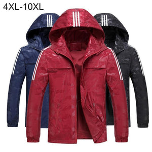 Planet Gates Red / 4XL Mens Loose Hooded Jackets Windbreaker Waterproof Jackets Men coat Spring Casual Coat for Male