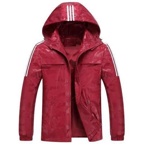 Planet Gates Red / 4XL Mens Loose Hooded Jackets Windbreaker Waterproof Jackets Men coat Spring Casual Coat for Male