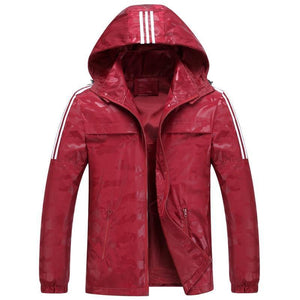 Planet Gates Red / 4XL Mens Loose Hooded Jackets Windbreaker Waterproof Jackets Men coat Spring Casual Coat for Male