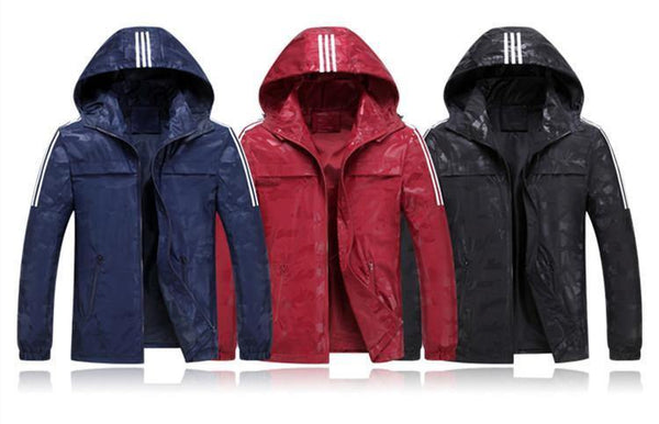 Planet Gates Red / 4XL Mens Loose Hooded Jackets Windbreaker Waterproof Jackets Men coat Spring Casual Coat for Male