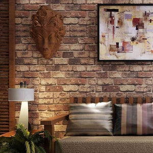Planet Gates Red / 5.3㎡ Brick Stone Wall Paper Chinese Rustic Vintage 3D PVC Exfoliator Embossed Washable WallPaper Livingroom Backdrop WallCovering 10M
