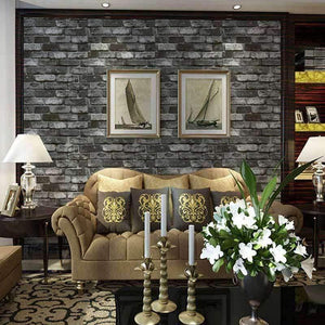 Planet Gates Red / 5.3㎡ Brick Stone Wall Paper Chinese Rustic Vintage 3D PVC Exfoliator Embossed Washable WallPaper Livingroom Backdrop WallCovering 10M
