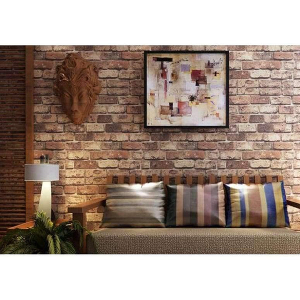 Planet Gates Red / 5.3㎡ Brick Stone Wall Paper Chinese Rustic Vintage 3D PVC Exfoliator Embossed Washable WallPaper Livingroom Backdrop WallCovering 10M
