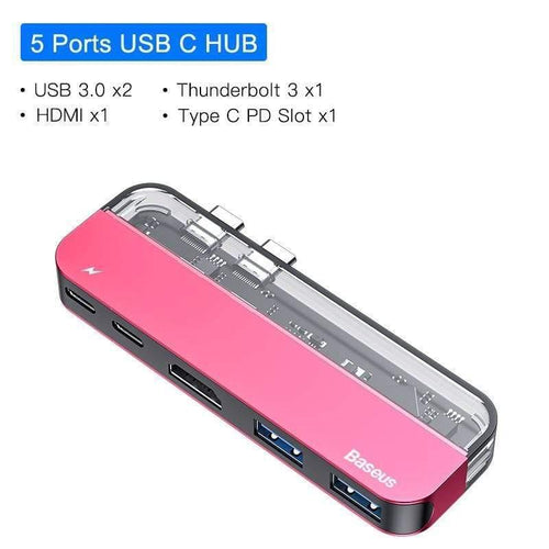 Baseus USB C HUB USB HUB to USB 3.0 HDMI Adapter for MacBook Pro Air HUB Thunderbolt 3 Dock RJ45 USB Splitter Dual Type C HUB