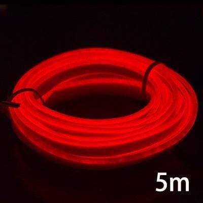 Planet Gates Red-5m EL Wire 12V Car Flexible Neon DIY Decoration Auto LED Light RGB Lights Strip Cool For Car Central Control Door Outdoor Party