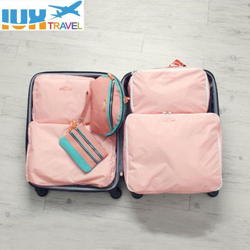 Planet Gates Red 5PCS Set Fashion Clothes Organizer Travel Bag Large Capacity Bag Women Folding Bag Unisex Luggage Traveling Handbag tailor-made