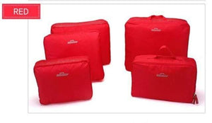 Planet Gates Red 5PCS Set Fashion Clothes Organizer Travel Bag Large Capacity Bag Women Folding Bag Unisex Luggage Traveling Handbag tailor-made