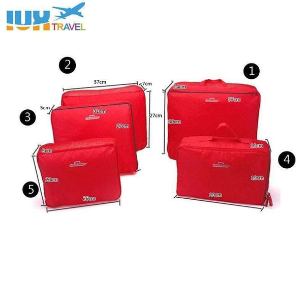 Planet Gates Red 5PCS Set Fashion Clothes Organizer Travel Bag Large Capacity Bag Women Folding Bag Unisex Luggage Traveling Handbag tailor-made