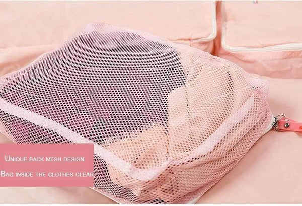 Planet Gates Red 5PCS Set Fashion Clothes Organizer Travel Bag Large Capacity Bag Women Folding Bag Unisex Luggage Traveling Handbag tailor-made