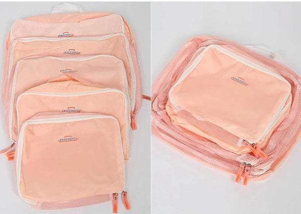 Planet Gates Red 5PCS Set Fashion Clothes Organizer Travel Bag Large Capacity Bag Women Folding Bag Unisex Luggage Traveling Handbag tailor-made