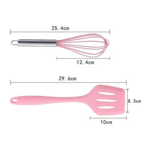 Planet Gates Red 5Pcs/Set Pink or Red Silicone Cooking Tool Sets Egg Beater Spoon Spatula Oil Brush Kitchenware Kitchen Utensils Sets with Box
