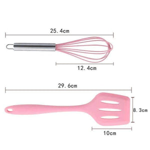 Planet Gates Red 5Pcs/Set Pink or Red Silicone Cooking Tool Sets Egg Beater Spoon Spatula Oil Brush Kitchenware Kitchen Utensils Sets with Box