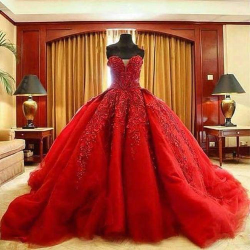 Planet Gates Red / 6 Ball Gown Red Wedding Dresses Sexy Sweetheart Appliques Beaded Long Tulle Bridal Gowns 2015 Vestidos De Noiva Vermelho